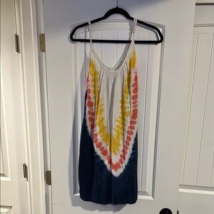 Yellow and White Sleeveless V-Neck Sundress